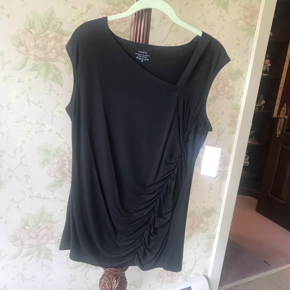Black Loyalty Tank With Ruching Detail
